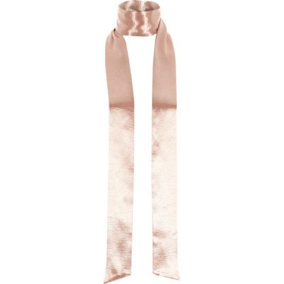 Pink satin effect skinny scarf